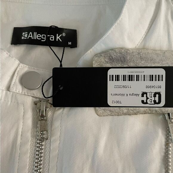 637 - SHORT BIKER MOTO WHITE ZIP JACKET BY ALLEGRA K, MEDIUM - Picture 9 of 9